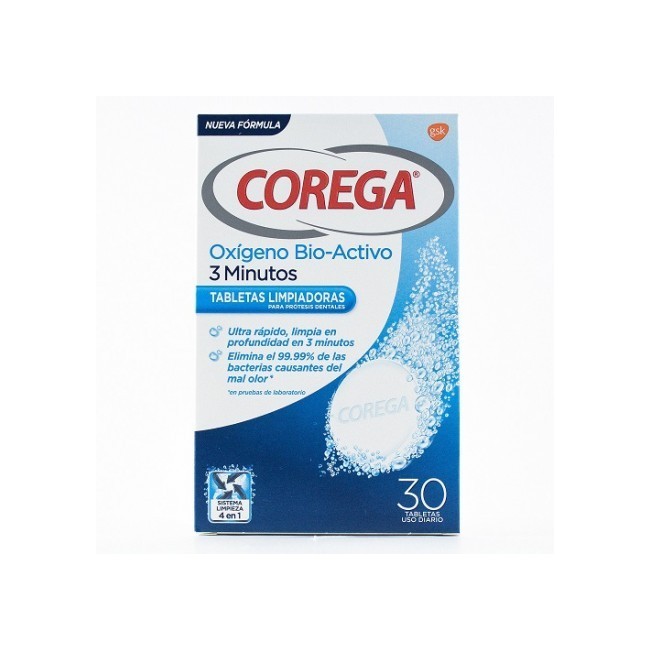 Corega Oxígeno BioActivo 3 Minutos 30 Tabletas