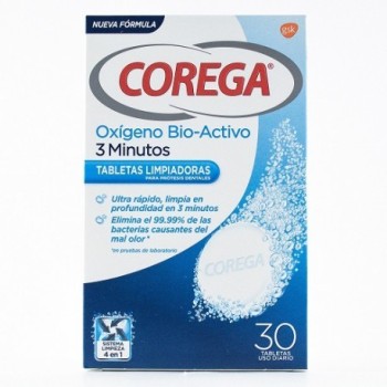 Corega Oxígeno BioActivo 3 Minutos 30 Tabletas